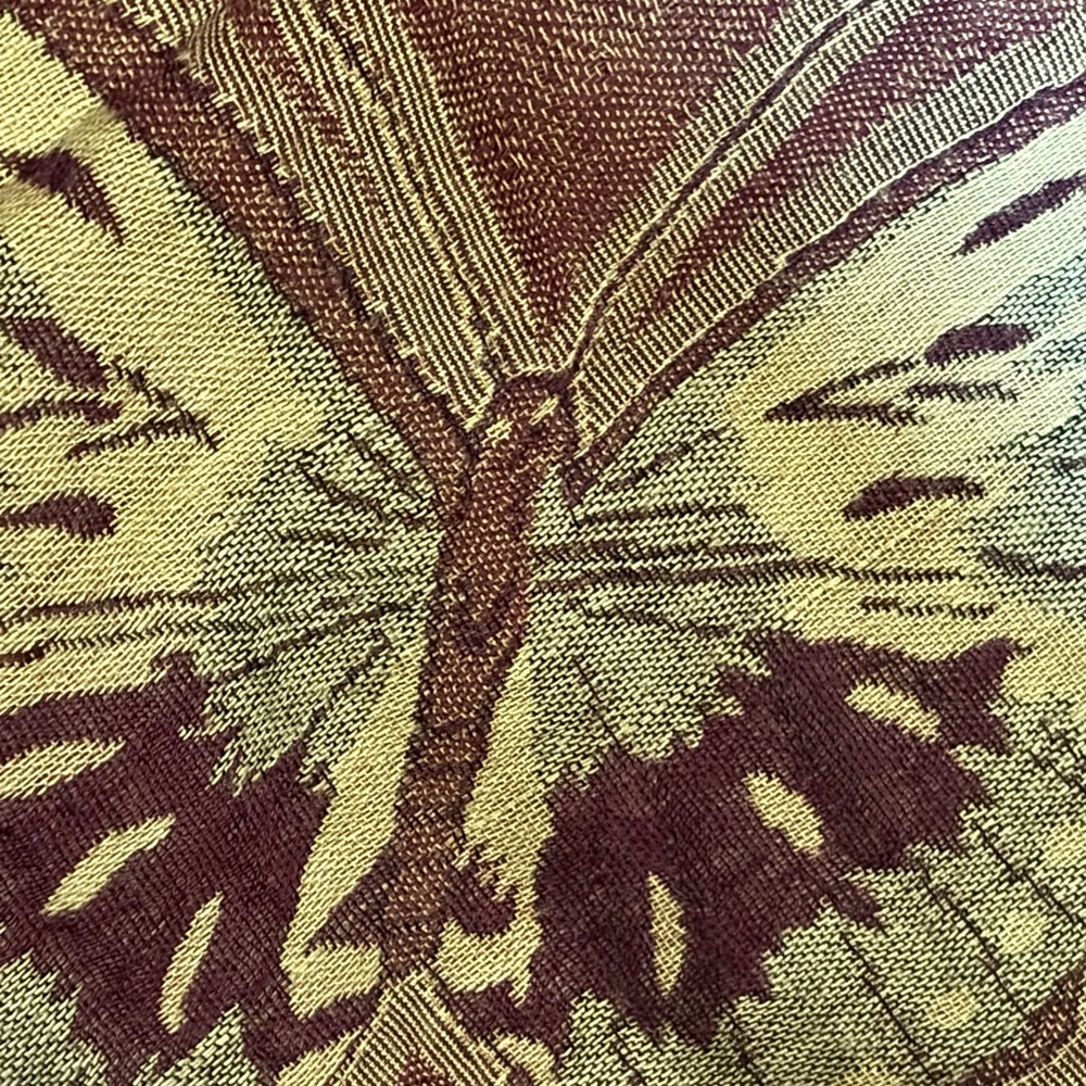 🦋Reversible Butterfly Silk-Blend Pashmina Wrap in Olive & Chocolate🦋Scarf - Picture 12 of 14